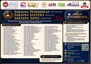 Program Master of Education, Master Of Arts & Master of Science UPSI Ambilan September 2026 Kini Dibuka