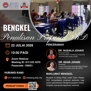 Jemputan ke Bengkel Penulisan Proposal Permohonan Kemasukan Program Khas Doktor Falsafah (PhD).