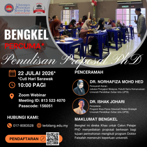 Jemputan ke Bengkel Penulisan Proposal Permohonan Kemasukan Program Khas Doktor Falsafah (PhD).