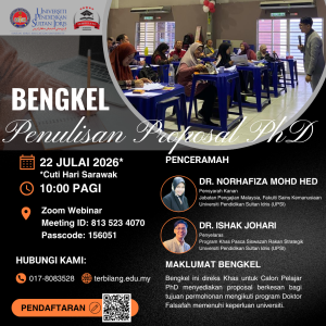 Jemputan ke Bengkel Penulisan Proposal Permohonan Kemasukan Program Khas Doktor Falsafah (PhD).